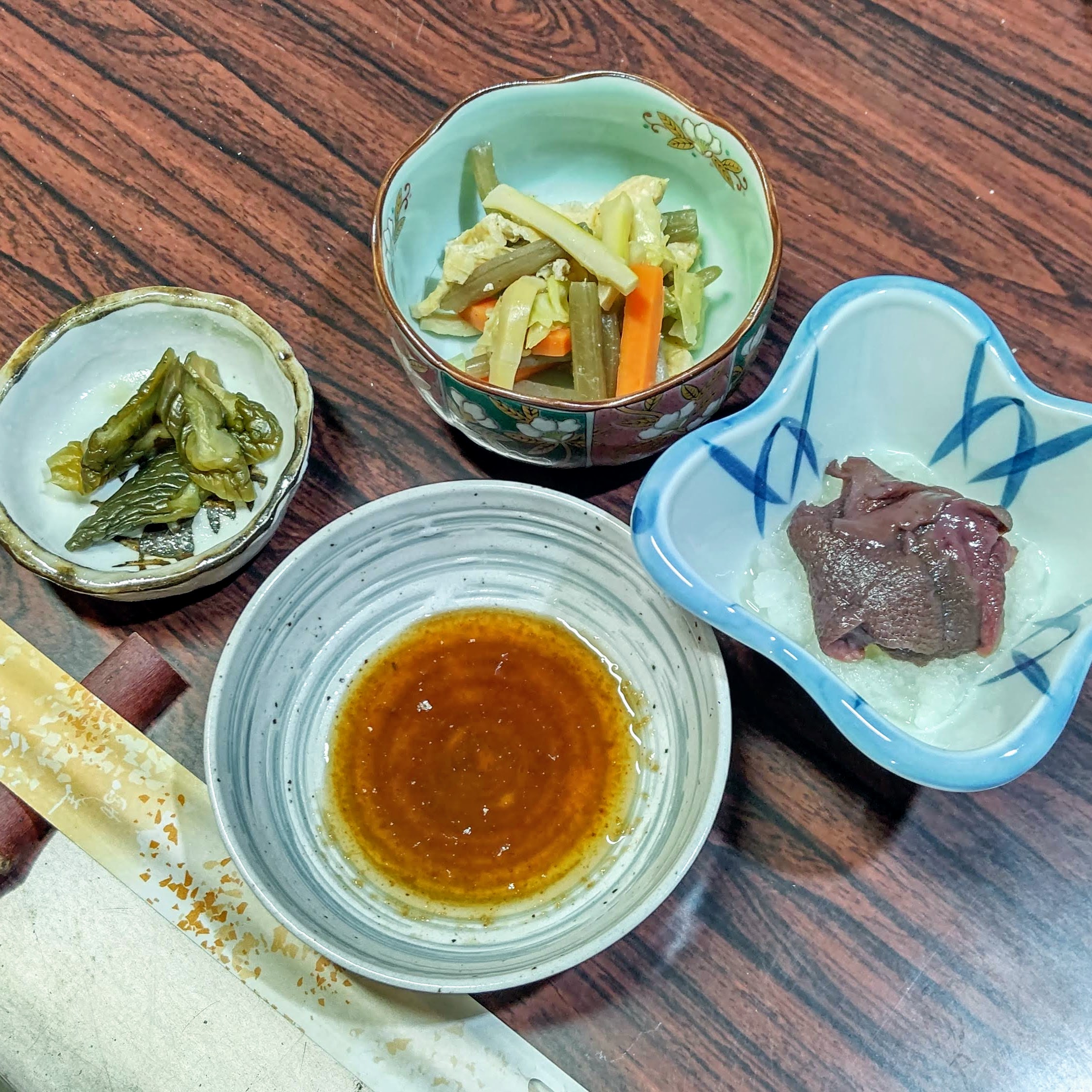 宮城県登米市 里山民宿 かじか村 夕食 ジビエ料理 酢の物