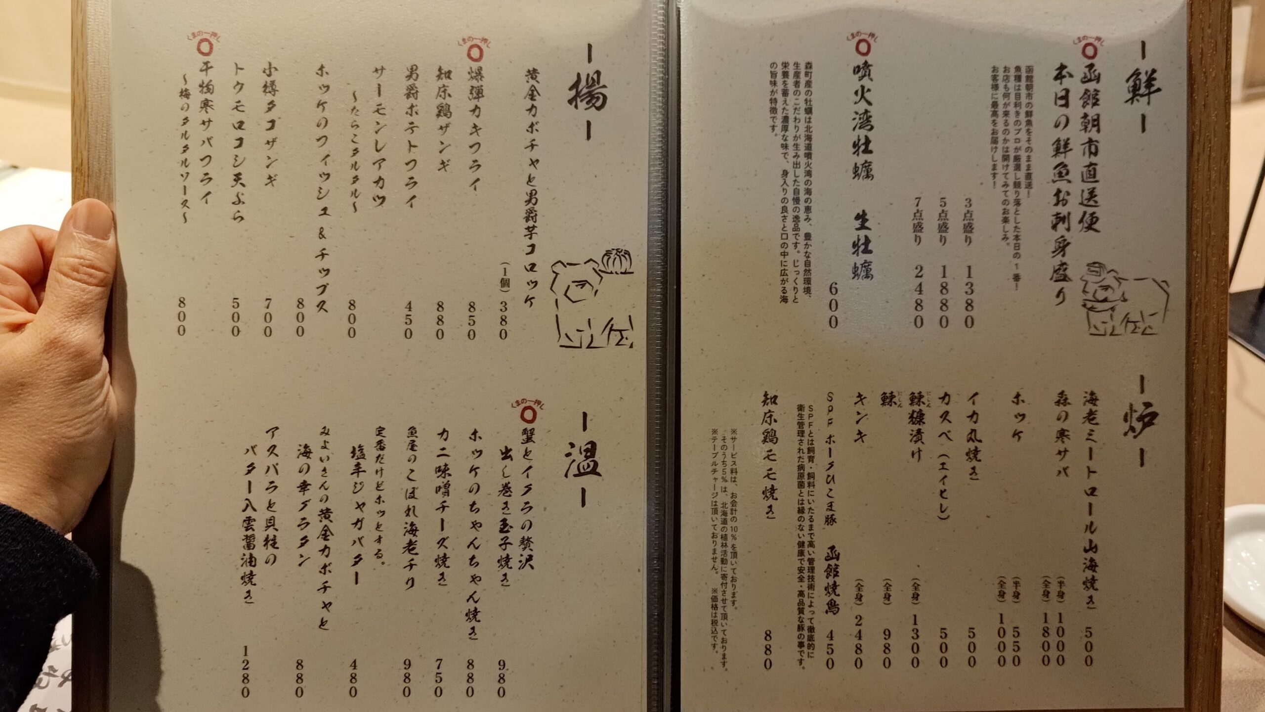 東京都新宿区 北海道レストラン KIBORI 木彫り メニュー ディナー