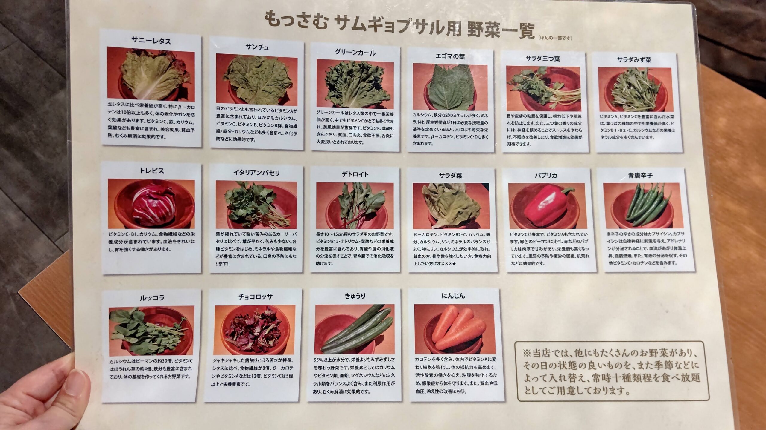 埼玉県川口市 サムギョプサル専門店 もっさむ サムギョプサル用野菜
