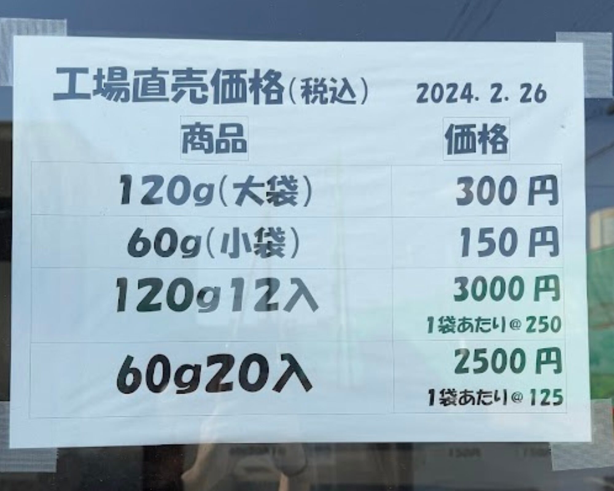 菊水堂 工場直売店 メニュー