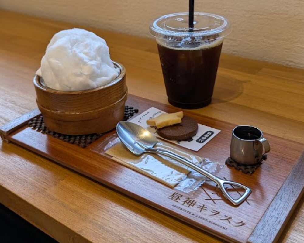 昼神キヲスク カフェスペース 湯けむり温泉プリン