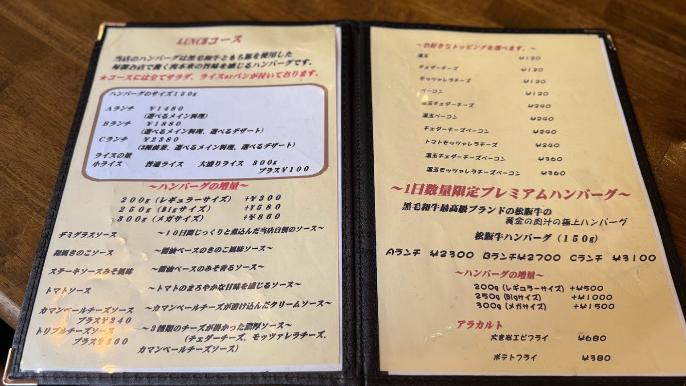ばぁーぐばーぐ メニュー